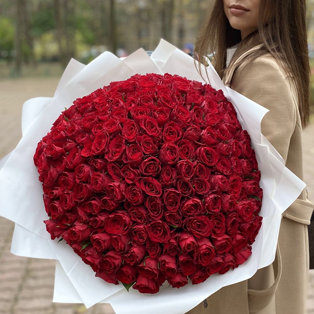 201 красная роза 40 см.